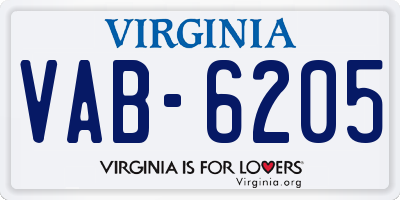 VA license plate VAB6205