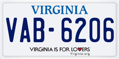 VA license plate VAB6206