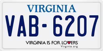 VA license plate VAB6207