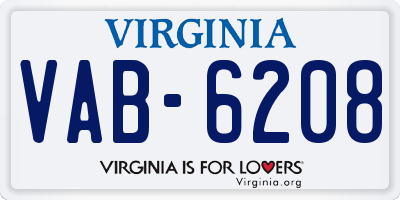 VA license plate VAB6208