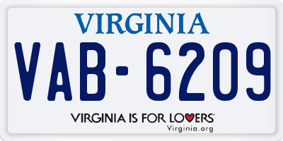 VA license plate VAB6209