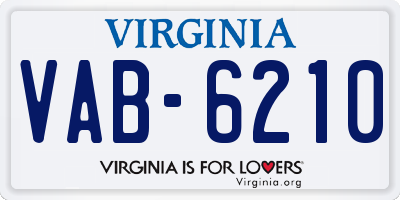 VA license plate VAB6210