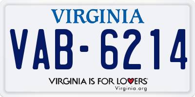 VA license plate VAB6214