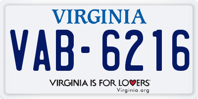 VA license plate VAB6216