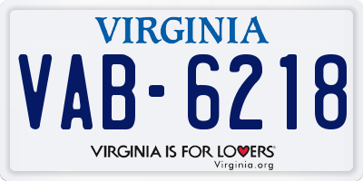 VA license plate VAB6218