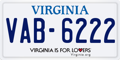 VA license plate VAB6222