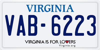 VA license plate VAB6223