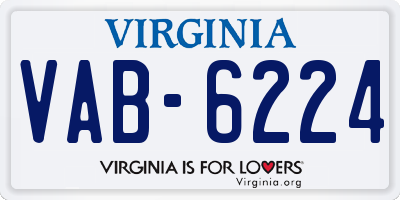 VA license plate VAB6224