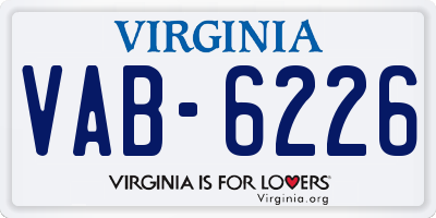 VA license plate VAB6226