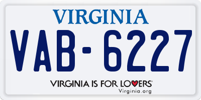 VA license plate VAB6227