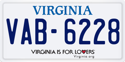 VA license plate VAB6228