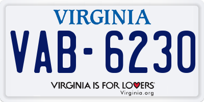 VA license plate VAB6230