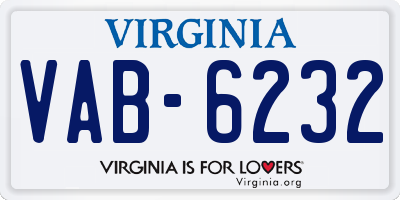 VA license plate VAB6232