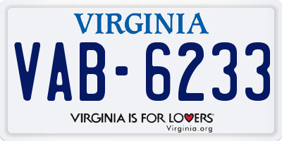 VA license plate VAB6233