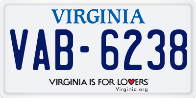 VA license plate VAB6238