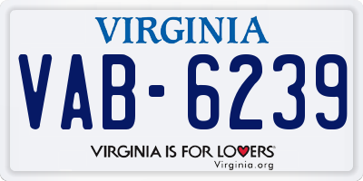 VA license plate VAB6239