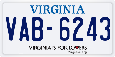 VA license plate VAB6243