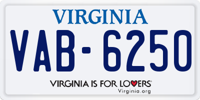 VA license plate VAB6250