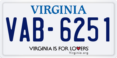 VA license plate VAB6251