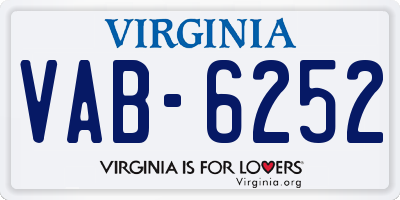 VA license plate VAB6252