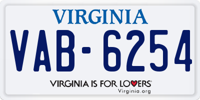 VA license plate VAB6254