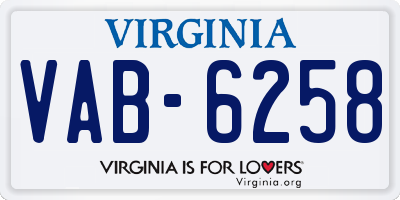 VA license plate VAB6258