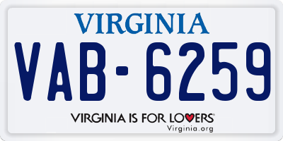 VA license plate VAB6259