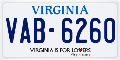 VA license plate VAB6260