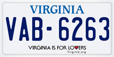 VA license plate VAB6263