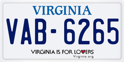 VA license plate VAB6265