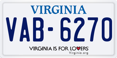 VA license plate VAB6270