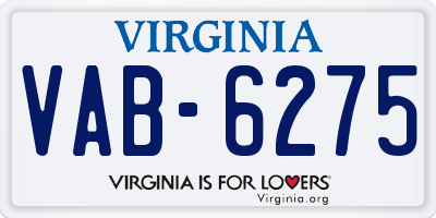 VA license plate VAB6275