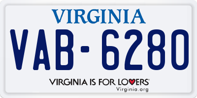 VA license plate VAB6280