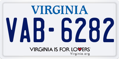 VA license plate VAB6282