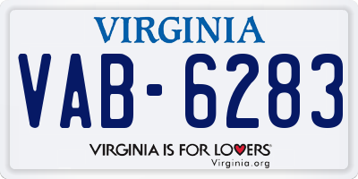 VA license plate VAB6283