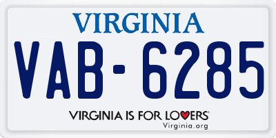 VA license plate VAB6285