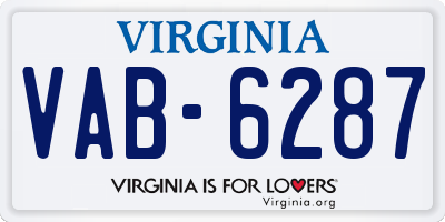 VA license plate VAB6287