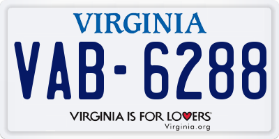 VA license plate VAB6288