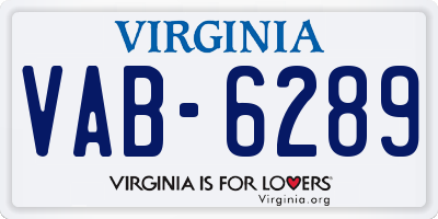 VA license plate VAB6289