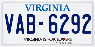 VA license plate VAB6292