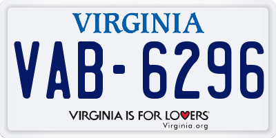 VA license plate VAB6296