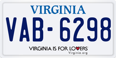 VA license plate VAB6298