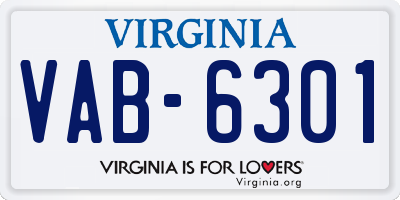 VA license plate VAB6301