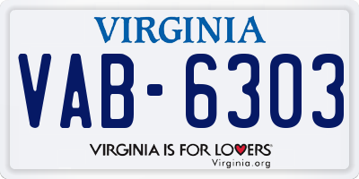 VA license plate VAB6303