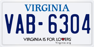 VA license plate VAB6304