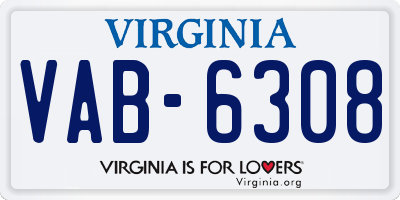 VA license plate VAB6308