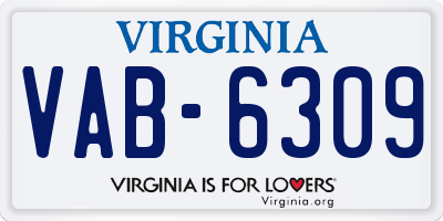 VA license plate VAB6309