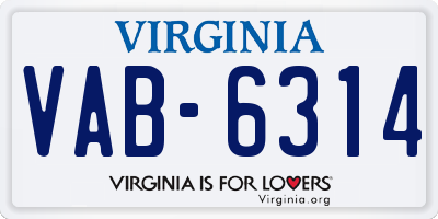 VA license plate VAB6314