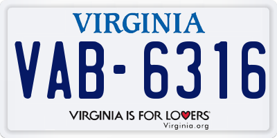 VA license plate VAB6316