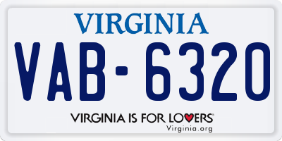 VA license plate VAB6320